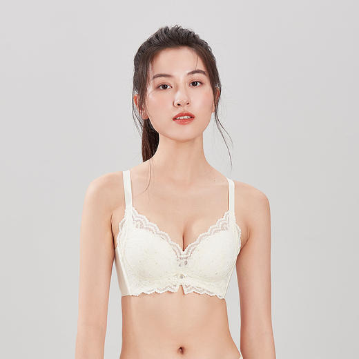 都市丽人聚拢升杯内衣A:加加厚B:中厚3/4杯蕾丝文胸三排无钢圈YB31C2 商品图0