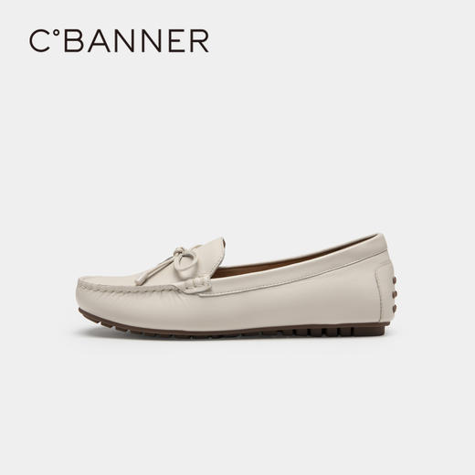 千百度女鞋春季乐福鞋单鞋真皮豆豆鞋小皮鞋一脚蹬舒适 A23190330 商品图2