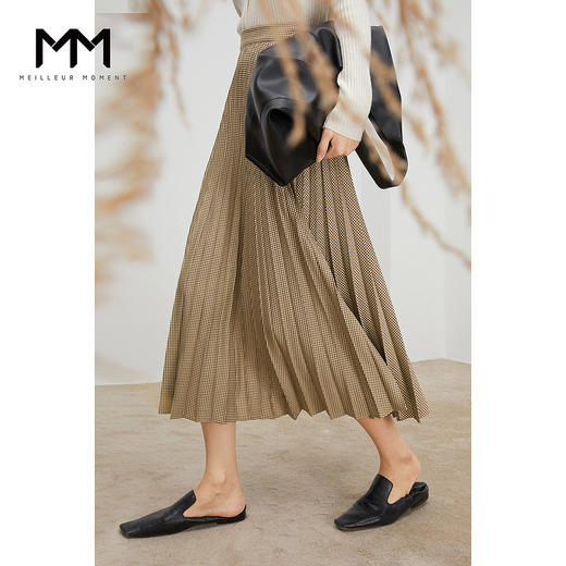 【商场同款】麦檬秋复古格纹百褶半身裙5C9141191 商品图0