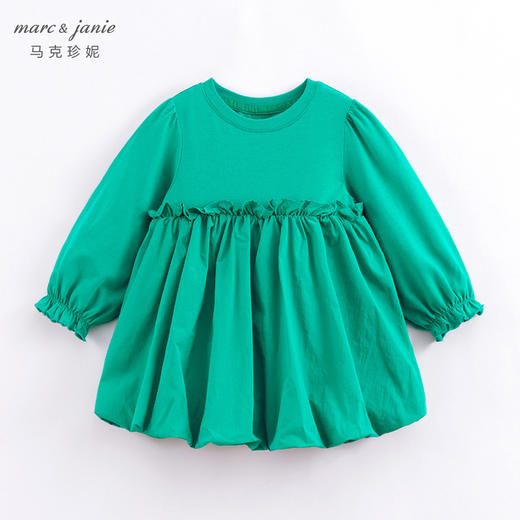 马克珍妮春装新款 女童泡泡袖不规则连衣裙 儿童裙子230082 商品图0