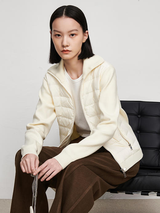 IN AND ON鱼骨轻薄羽绒服女夹克外套短款立领秋冬休闲开衫鹅绒服52570 商品图11