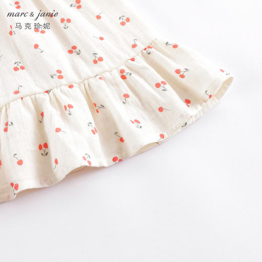 马克珍妮春装新款 女童田园风樱桃满印宽松连衣裙230156 商品图4