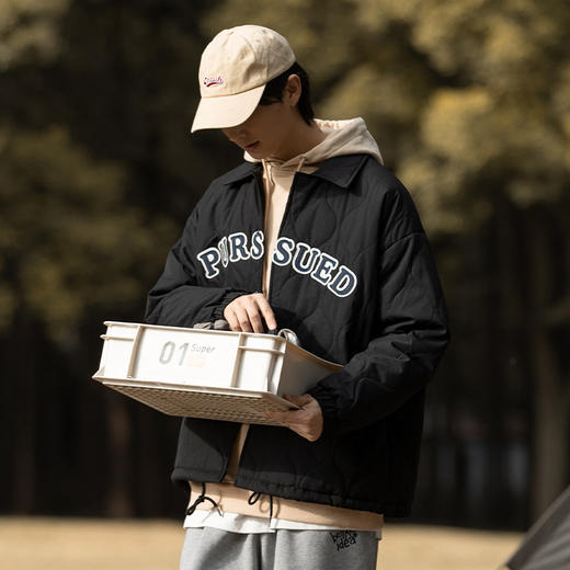 「黑白两色！抗风保暖水洗棉」情侣主推款-潮牌刺绣棉服 秋冬新款复古翻领加厚夹克外套上衣 商品图4