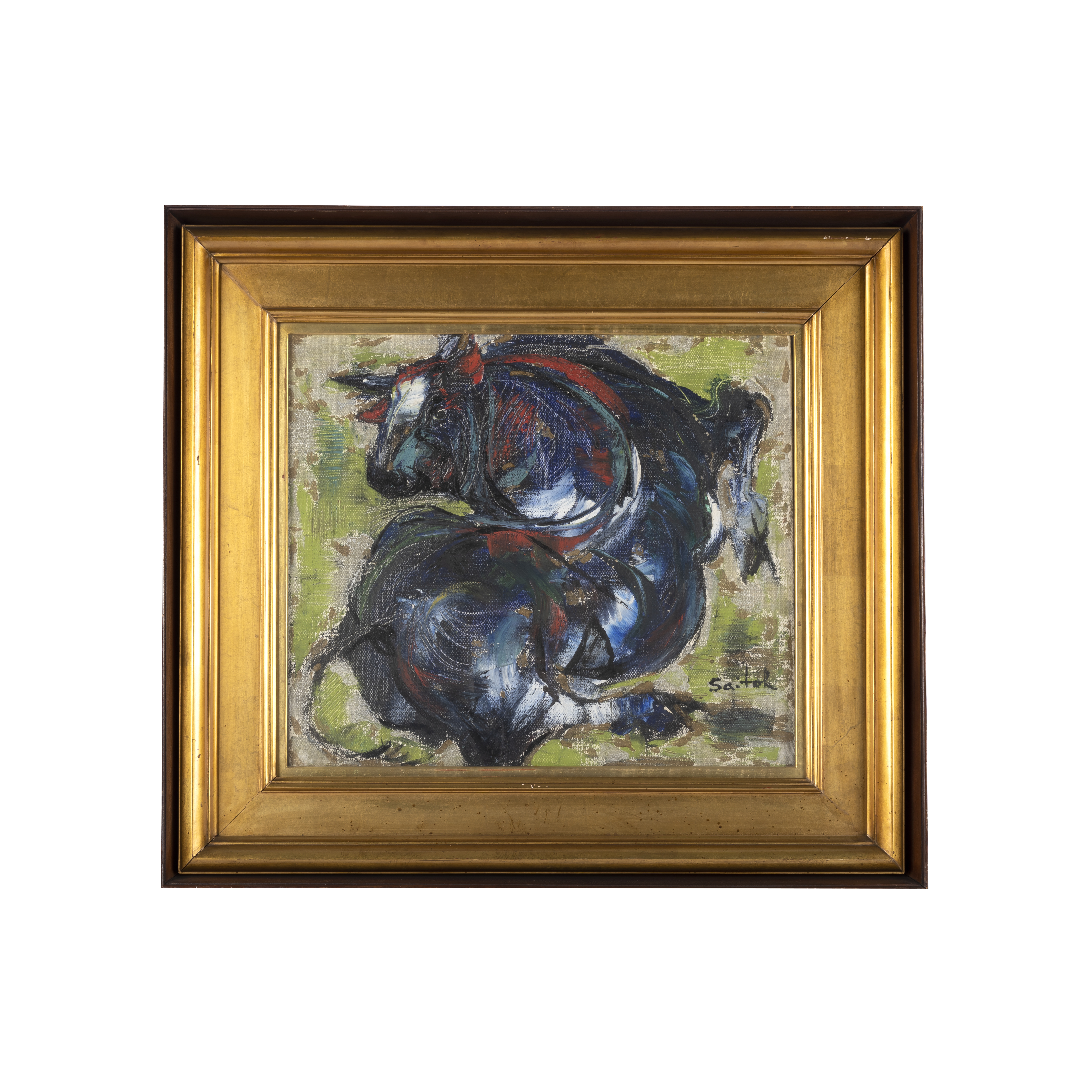 油画「跃动的牛」斋藤正夫