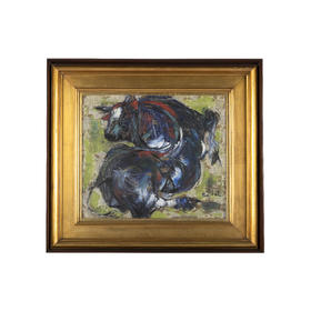 油画「跃动的牛」斋藤正夫