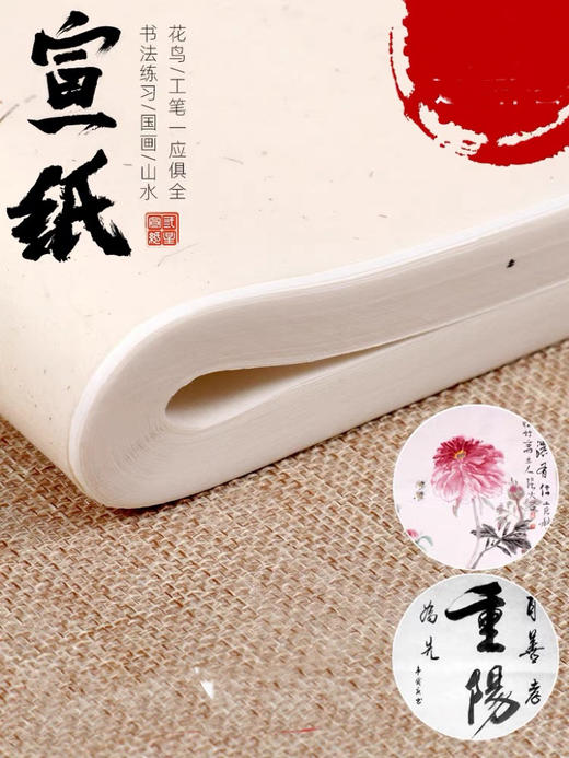 仿古手工书法专用纸国画毛笔字宣纸单张三尺/四尺 商品图3