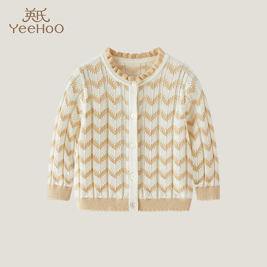 英氏女童毛衣23春夏新款薄外套桑蚕丝对襟衫宝宝线衣YRWBJ1P395A 商品图0