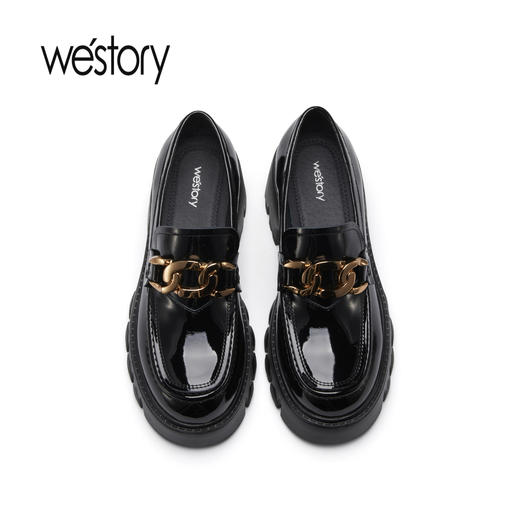 westory2023年春季新款jk英伦学院风真皮时髦高级厚底乐福鞋55881 商品图2