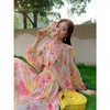 BeQueenStory【春花秋月】100桑蚕丝甜美印花V领连衣裙 商品缩略图4