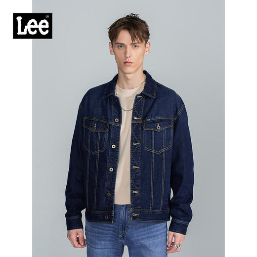 Lee商场同款101+22秋冬新品蓝色男牛仔夹克外套LMT002705100-761 商品图0