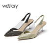 westory春夏优雅尖头细跟单鞋女浅口空鞋55811 商品缩略图0