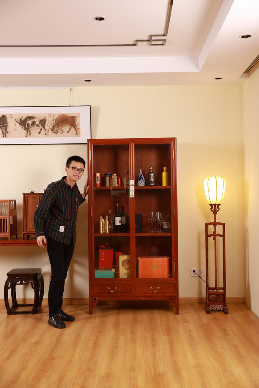 红桥红  家具严选  缅甸花梨（大果紫檀）【196明式玻璃展示柜】 商品图5