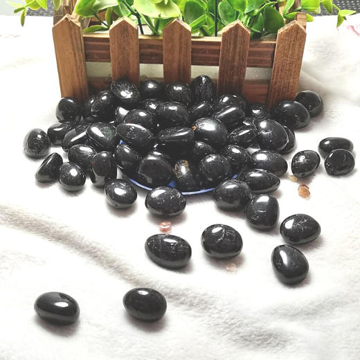 黑碧玺滚石 3cm 左右  3颗 矿石摆件小把玩手把件 商品图0