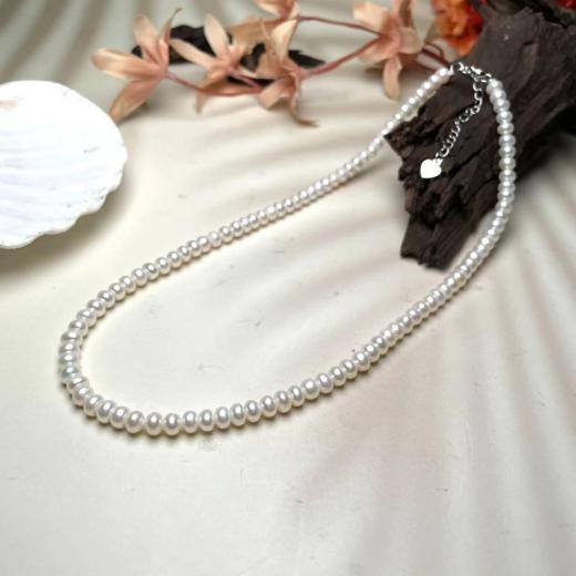 珍珠项链-白色扁珠 商品图0