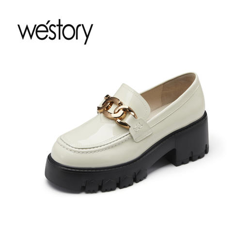 westory2023年春季新款jk英伦学院风真皮时髦高级厚底乐福鞋55881 商品图3