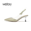 westory春夏优雅尖头细跟单鞋女浅口空鞋55811 商品缩略图3