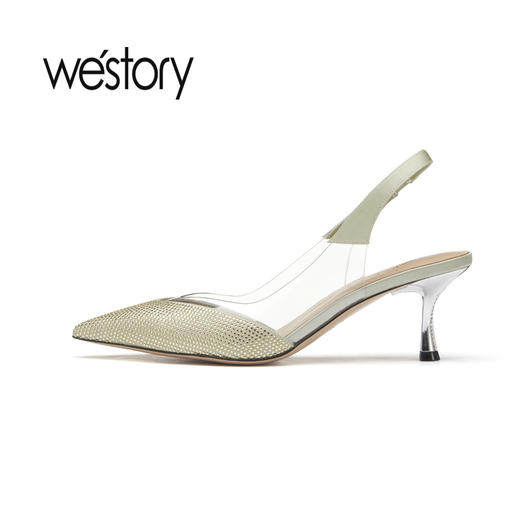 westory春夏优雅尖头细跟单鞋女浅口空鞋55811 商品图3