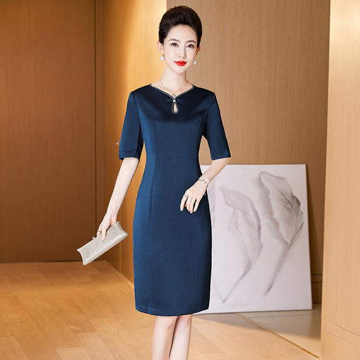 经典青雀蓝套装连衣裙，中年高贵优雅妈妈装婚宴礼服套装裙LC-2293 商品图5