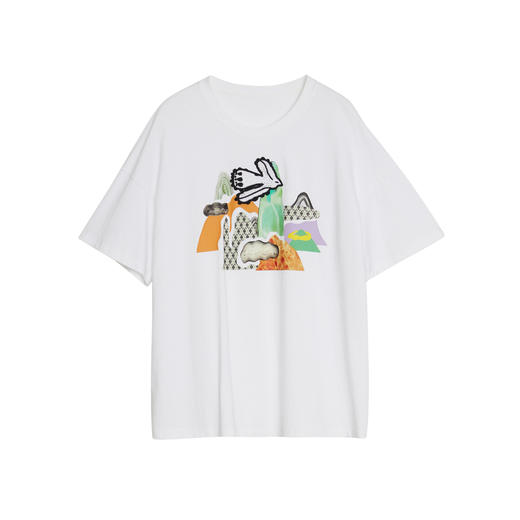 谜底2023春季新款主题图案印花绣花休闲圆领短袖T恤女231MT0046 商品图4