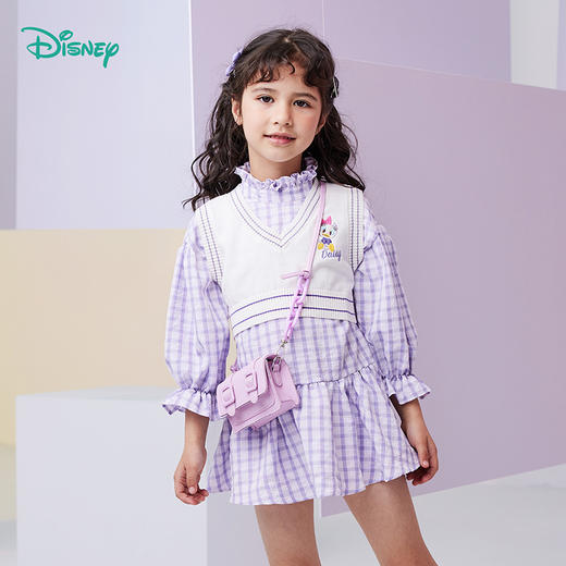 【商场同款】迪士尼童装女童套装连衣裙针织马甲春秋洋气黛西小清新潮搭两件套221DQ0109 商品图2