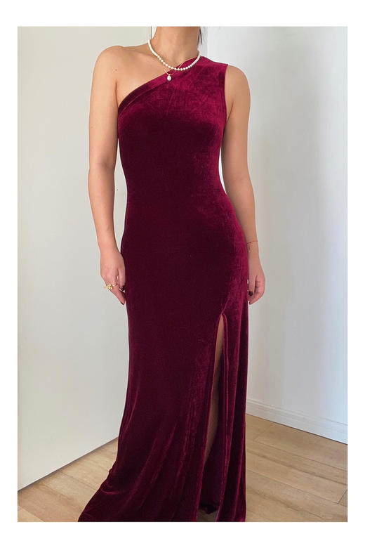 CG｜Reginissima Velvet Dress [斜肩丝绒连衣裙] 商品图1