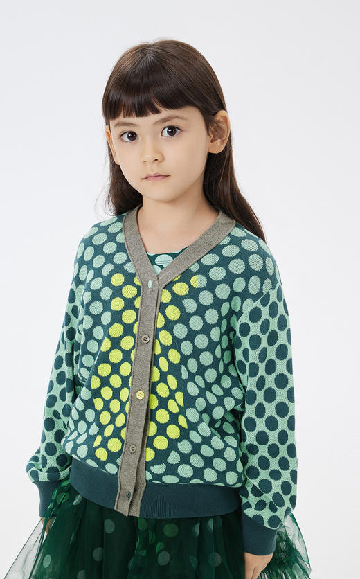 JNBY   23年春款  纯棉波点图案短款开襟毛衫  1N1311540 商品图3