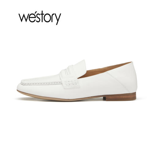 westory2023年春季新款圆头饰扣舒适纯色乐福鞋女55621 商品图1