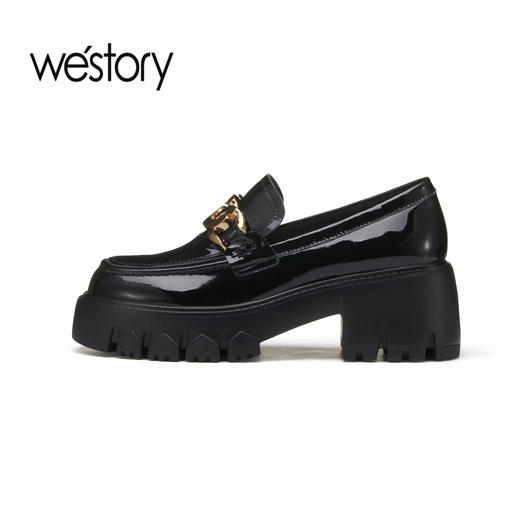 westory2023年春季新款jk英伦学院风真皮时髦高级厚底乐福鞋55881 商品图1