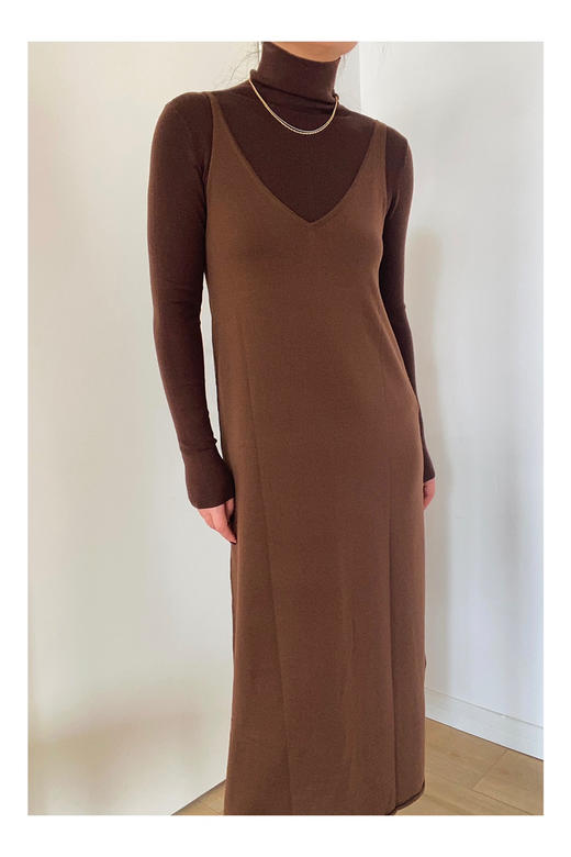 LECRESCENDO | 羊毛吊带裙 [ 巧克力 ] 商品图0