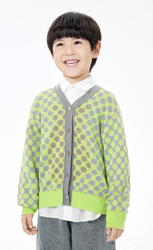 JNBY   23年春款  纯棉波点图案短款开襟毛衫  1N1311540 商品图6