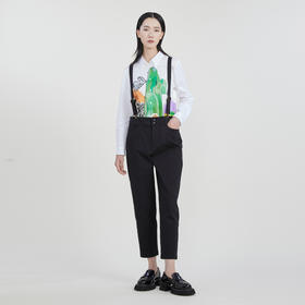 谜底长裤女2023春季新款简约百搭可拆卸背带休闲裤女231MK0161