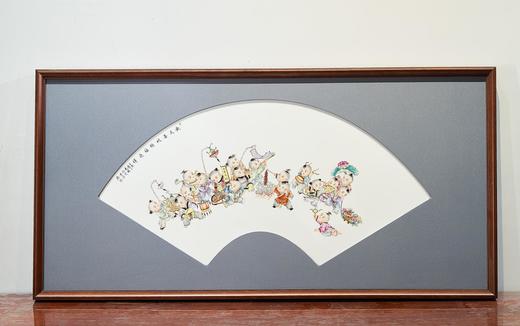 粉彩欢天喜地纳福迎祥瓷板 商品图0