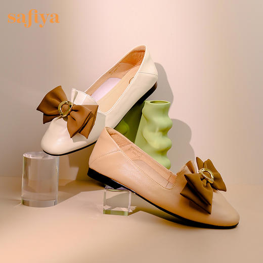 Safiya/索菲娅 莫奈的花园2023春季新款少女蝴蝶结软底羊皮单鞋 SF31112116 商品图9