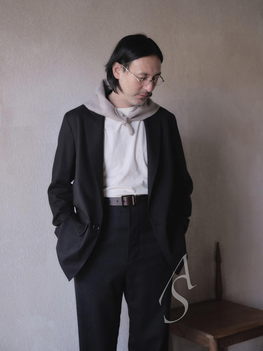 Margaret Howell  男士炭黑色毛呢长裤 商品图1