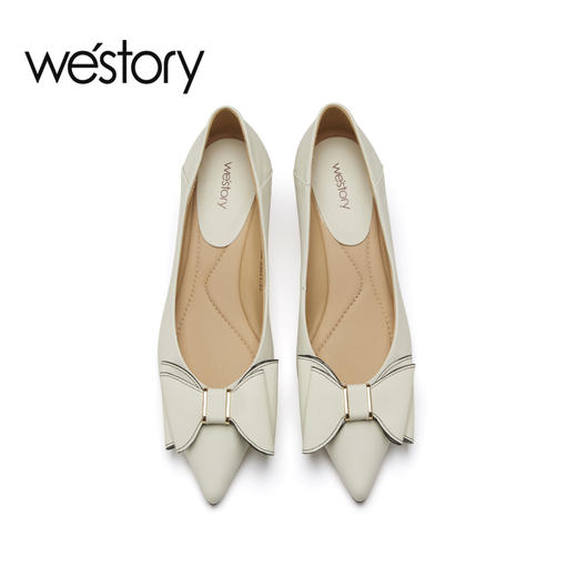 westory2023春季新款饰扣尖头浅口细猫跟单鞋女55781 商品图2