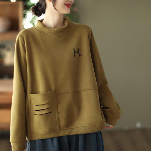 L26564冬季新款加厚保暖套头绒衫女士休闲宽松上衣 商品图1