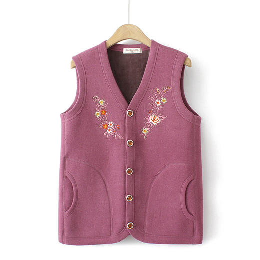 秋冬季新款马夹老年人保暖内衣女，加绒加厚马甲大码奶奶装绣花坎肩TYWF-853 商品图5