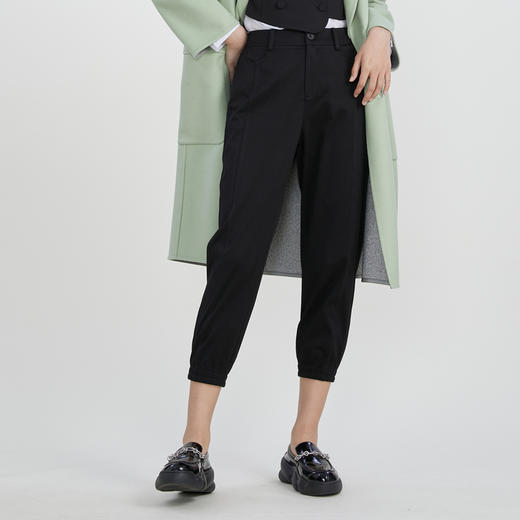谜底23春季新款束脚裤女黑色显瘦宽松小个子萝卜休闲裤231MK0166 商品图2