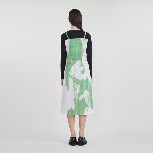 谜底连衣裙2023春季新款假两件胸衣设计收腰中长款A字裙231ML0124 商品图2