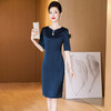 经典青雀蓝套装连衣裙，中年高贵优雅妈妈装婚宴礼服套装裙LC-2293 商品缩略图3