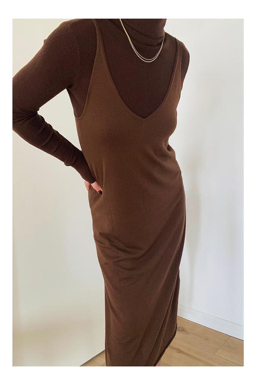 LECRESCENDO | 羊毛吊带裙 [ 巧克力 ] 商品图3