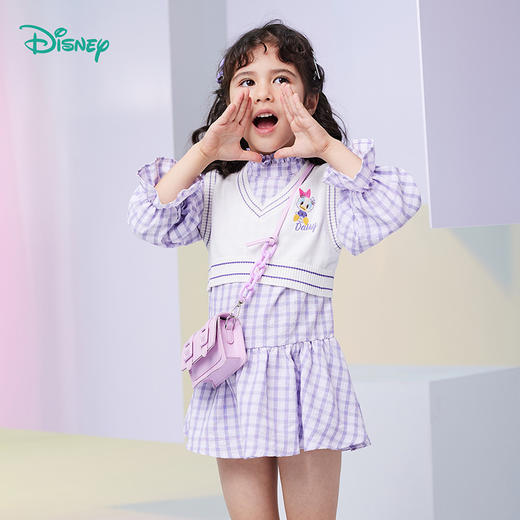 【商场同款】迪士尼童装女童套装连衣裙针织马甲春秋洋气黛西小清新潮搭两件套221DQ0109 商品图1