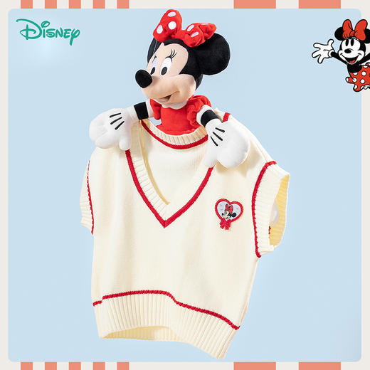 【商场同款】迪士尼童装女童针织马甲潮搭桃心领中大童女孩宝宝背心马甲春秋季 商品图3