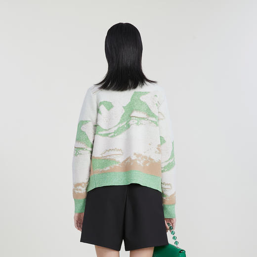 谜底针织开衫长袖女2023春季新款简约清新V领单排扣毛衫231MZ0308 商品图2