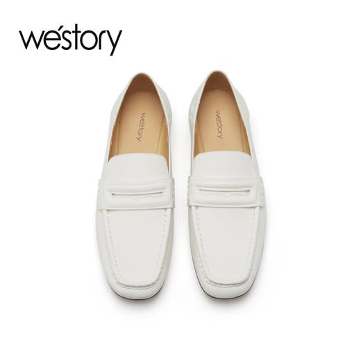westory2023年春季新款圆头饰扣舒适纯色乐福鞋女55621 商品图2