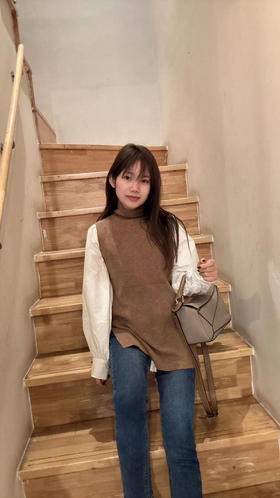 Theory羊毛羊绒高领针织背心女款