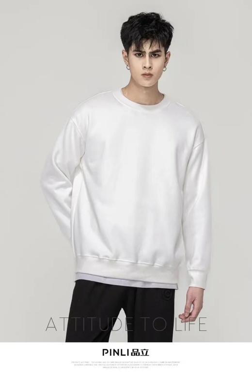 PINLI品立秋季新款纯色套头长袖卫衣男士宽松百搭休闲上衣潮GD223309324 商品图9