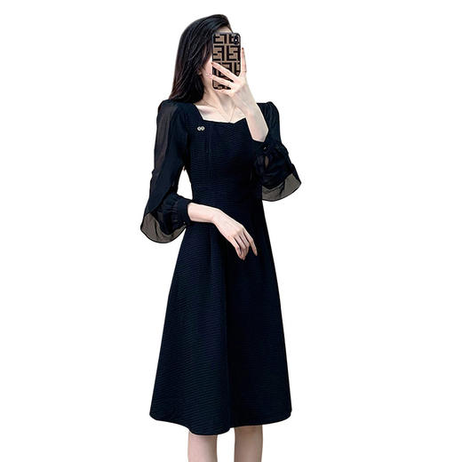 奢姿2024春季装新款大码女装胖妹妹气质方领荷叶花边连衣裙9923852134 商品图4