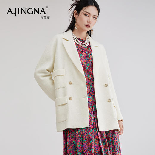 【积分兑换】阿菁娜简约大气轻奢风廓形白色小香风A28C107013 商品图0