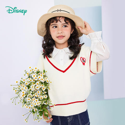 【商场同款】迪士尼童装女童针织马甲潮搭桃心领中大童女孩宝宝背心马甲春秋季 商品图2